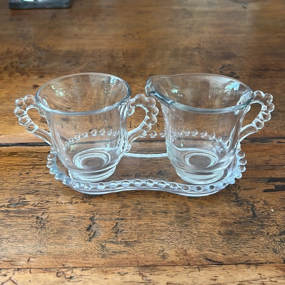 Vintage Imperial Glass Candlewick 3pc. Sugar, Creamer & Tray - Picture 6 of 6
